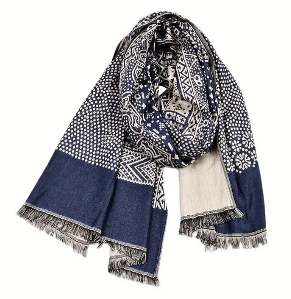 Maryam’s Essential Men Luxury Printed Cotton Linen Ethnic Scarf for all Weather