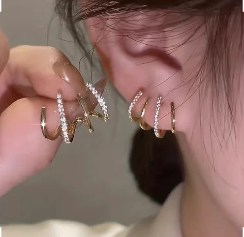 Maryam’s essential Exquisite 925 Sterling Silver Inlay Claw with Shiny Gems Earrings