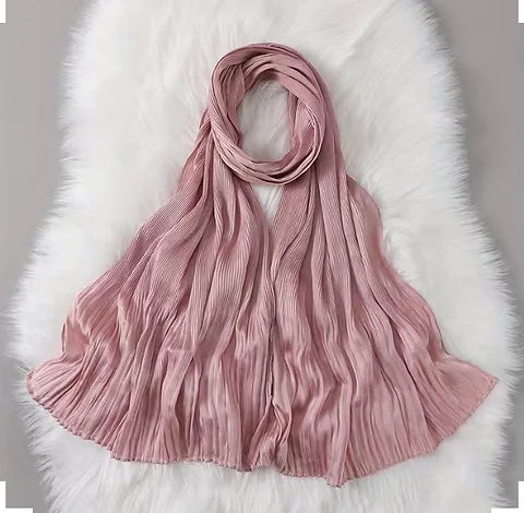 Maryam's Essential Plain Pleated Silk Satin Hijab