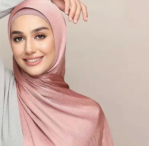 Maryam's Essential Plain Pleated Silk Satin Hijab