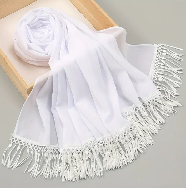 Maryam’s Essential Large Breathable Chiffon with Tassels Edge Hijabs