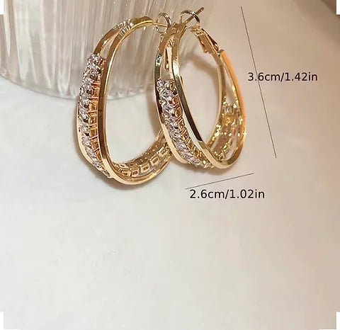 Maryam’s Essential Luxury 3 - Layer Shiny Rhinestone Hoop Earrings