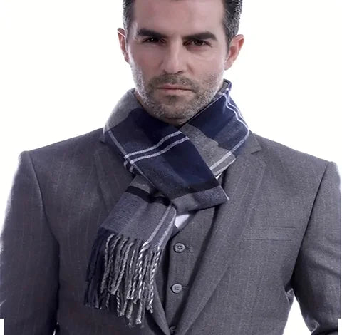 Maryam’s Essential Luxury Plaid Men’s Breathable Tassels Thick Warm Scarf