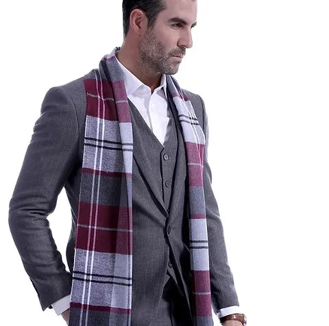 Maryam’s Essential Luxury Plaid Men’s Breathable Tassels Thick Warm Scarf