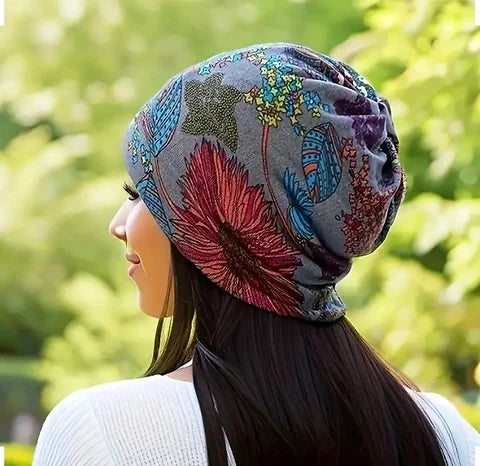 Maryam’s Essential Vintage Floral Knit Head and Neck Multifunction Gaiter Scarf