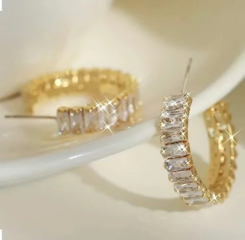 Maryam’s Essential Luxury Circle Shiny Gems Hoop Earrings
