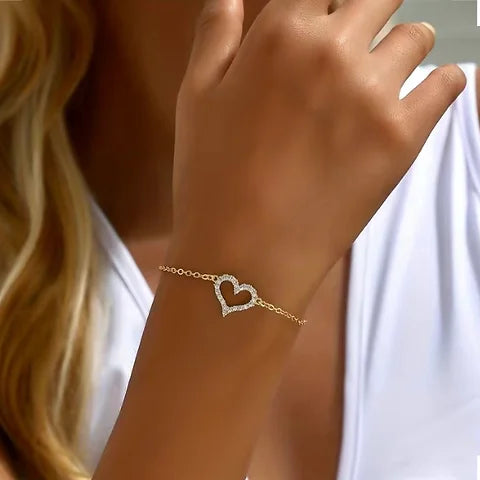 Maryam’s Essential Hollow Out Love Heart Inlaid Bracelet