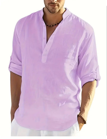 Maryam’s Essential Breathable Button Long Sleeves Cotton Linen Top Tank
