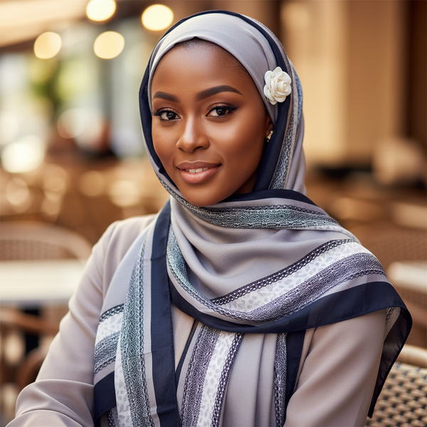 Maryam's Essential Luxury Floral Print Silk Satin Soft Arab Shawl/Hijab