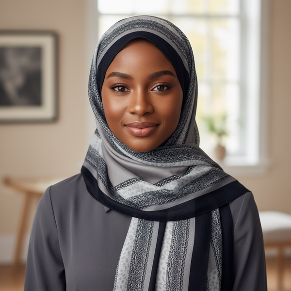 Maryam's Essential Luxury Floral Print Silk Satin Soft Arab Shawl/Hijab
