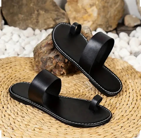 Maryam’s Essential Leather Lightweight Toe Loop Slipper Sandals