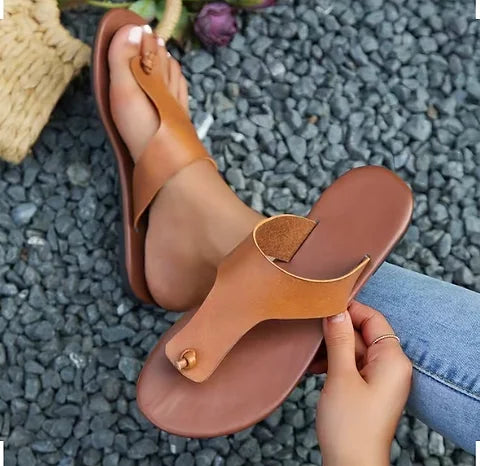 Maryam’s Essential Faux Leather Flip Flops Toe Slide Slipper Sandal