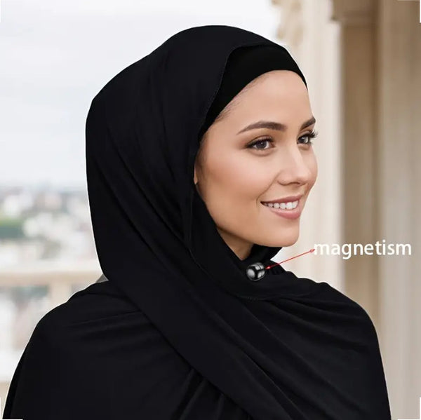 Maryam’s Essential Large Cotton Polyester Hijab with Magnetic Clasp Set