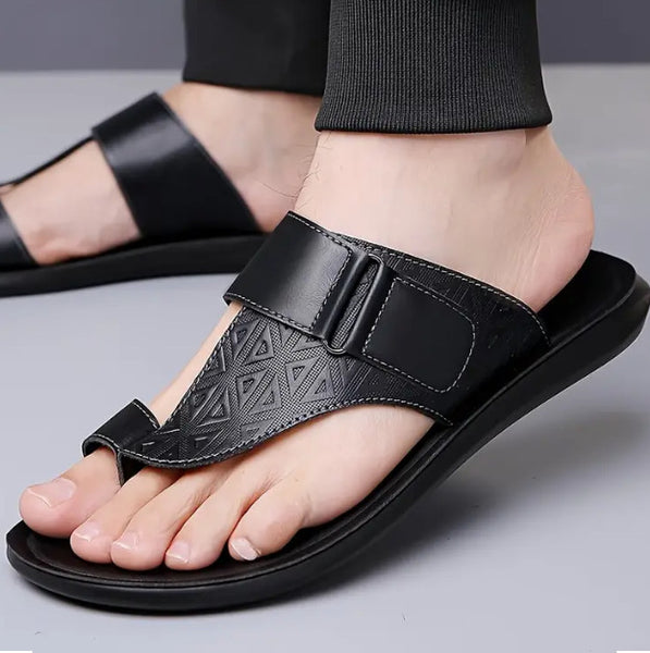 Maryam’s Essential Men Leather Lightweight Casual Toe Slip On Sandal Slippers