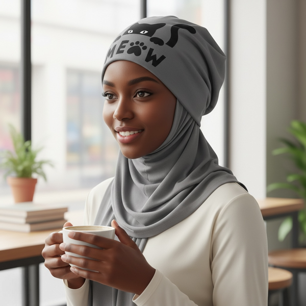 Maryam’s Essential Cute Cat Print Stretchy Beanie Hat