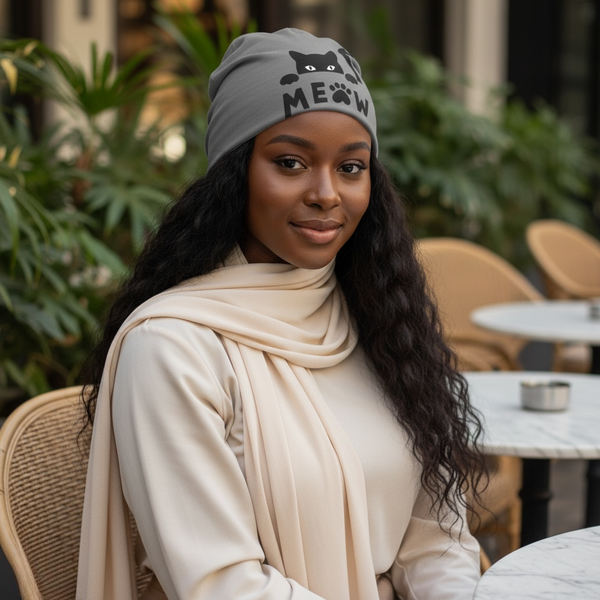 Maryam’s Essential Cute Cat Print Stretchy Beanie Hat