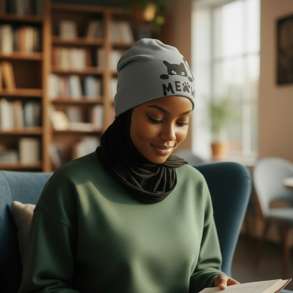 Maryam’s Essential Cute Cat Print Stretchy Beanie Hat