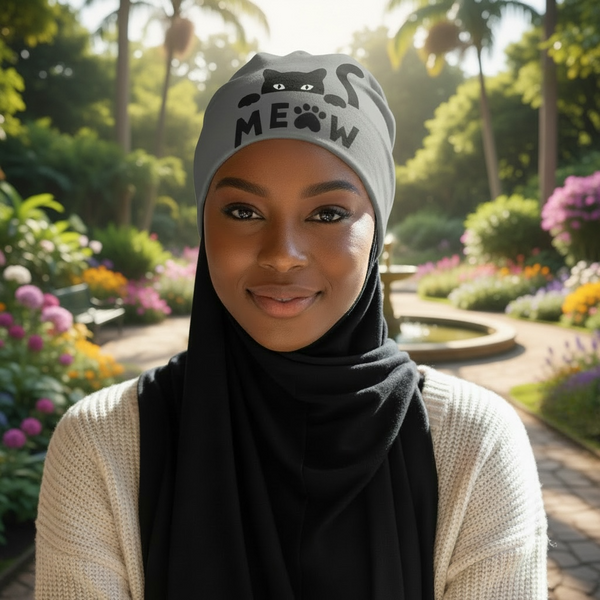 Maryam’s Essential Cute Cat Print Stretchy Beanie Hat