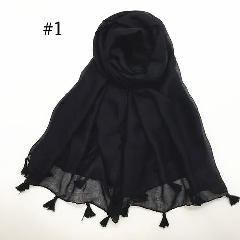 Maryam's Essential Plain Viscose Tassels Hijabs