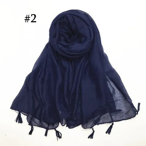 Maryam's Essential Plain Viscose Tassels Hijabs