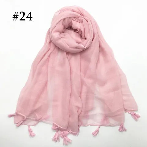 Maryam's Essential Plain Viscose Tassels Hijabs