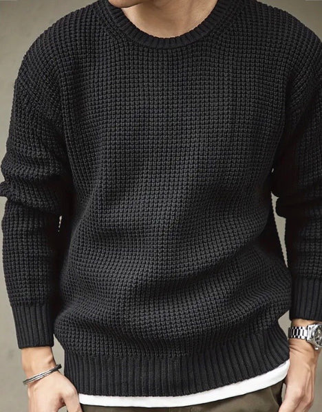 Maryam’s Essential Men Warm Knitted Pullover Round Neck Long Sleeves Sweater