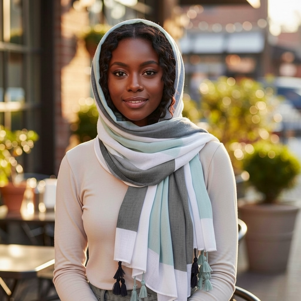 Maryam’s Essential Gradual Colour Tassels Soft Cotton Hijab