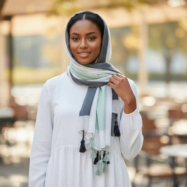 Maryam’s Essential Gradual Colour Tassels Soft Cotton Hijab
