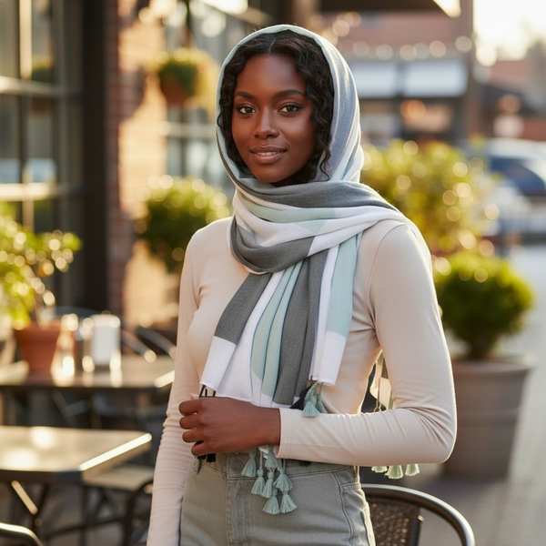 Maryam’s Essential Gradual Colour Tassels Soft Cotton Hijab