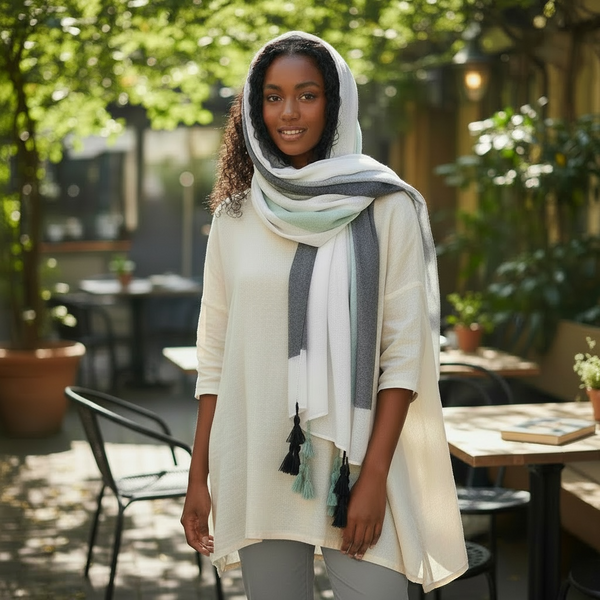 Maryam’s Essential Gradual Colour Tassels Soft Cotton Hijab