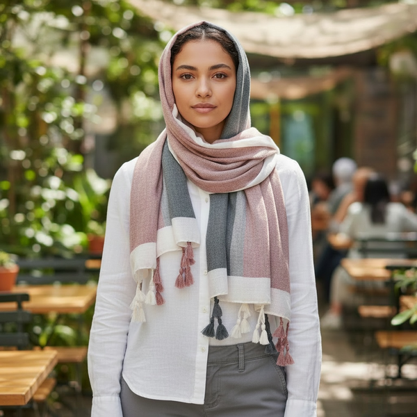 Maryam’s Essential Gradual Colour Tassels Soft Cotton Hijab