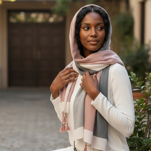Maryam’s Essential Gradual Colour Tassels Soft Cotton Hijab
