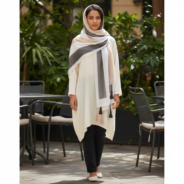 Maryam’s Essential Premium Gradual Colour Tassels Soft Cotton Hijab