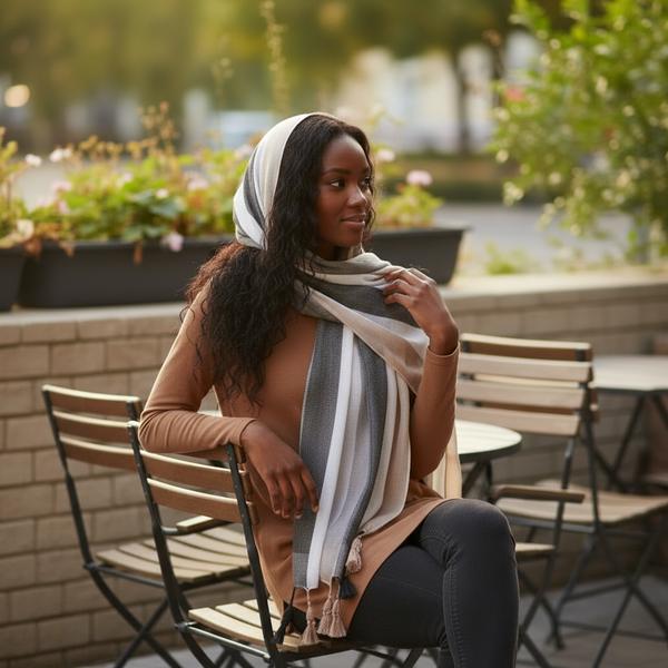 Maryam’s Essential Premium Gradual Colour Tassels Soft Cotton Hijab