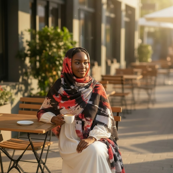 Maryam’s Essential Large Pigment Printed Cotton  Hijab/Shawl
