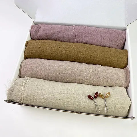 Maryam’s Essential 4 Pieces Premium Crinkle Collection Set of Hijabs