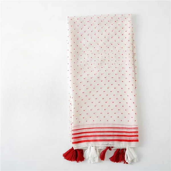 Maryam's Essential Polka Dot Cotton Viscose Tassel Hijabs