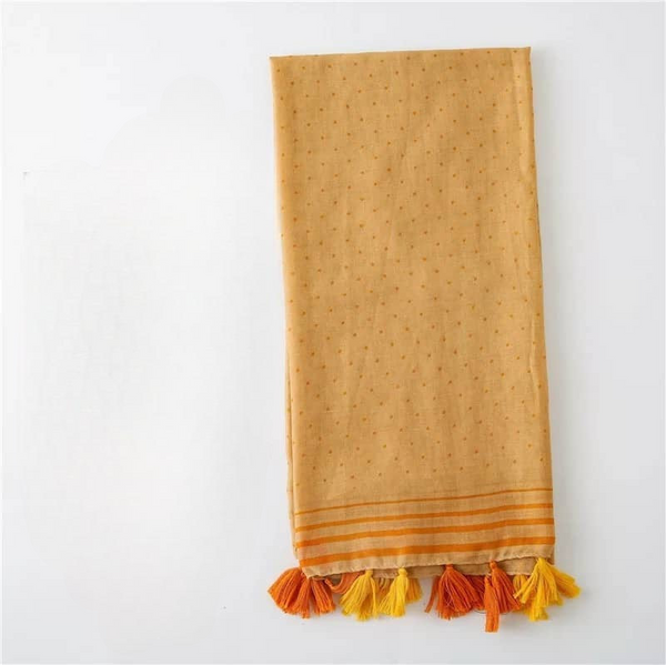 Maryam's Essential Premium Polka Dot Cotton Viscose Tassels Hijab