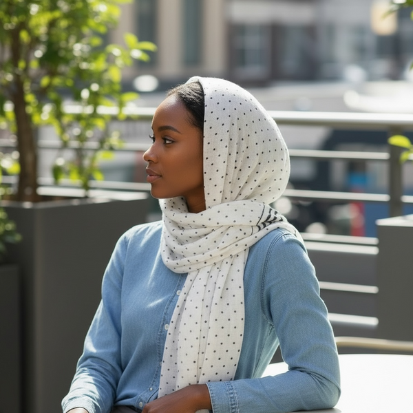 Maryam's Essential Polka Dot Cotton Viscose Tassel Hijabs