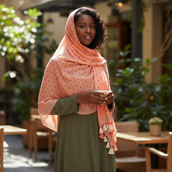 Maryam's Essential Premium Polka Dot Cotton Viscose Tassel Hijabs