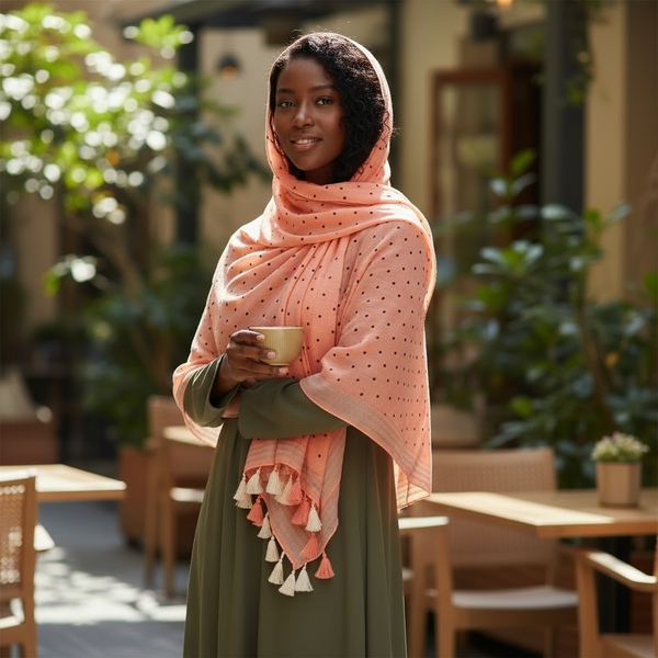 Maryam's Essential Premium Polka Dot Cotton Viscose Tassel Hijabs