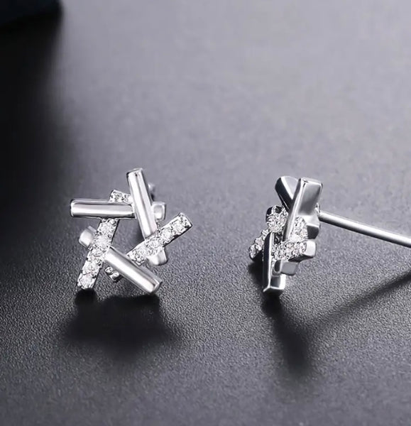 Maryam’s Essential Luxury 925 Sterling Silver Micro Paved Stud Earrings