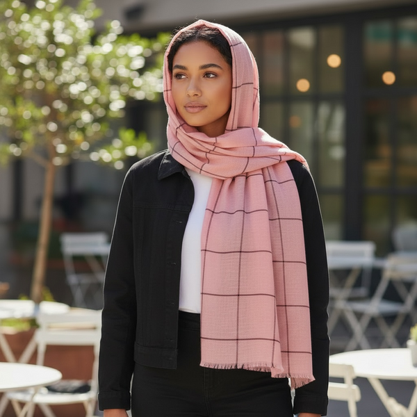 Maryam's Essential Premium Plain Checked Cotton Hijab
