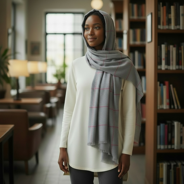 Maryam's Essential Premium Plain Checked Cotton Hijab