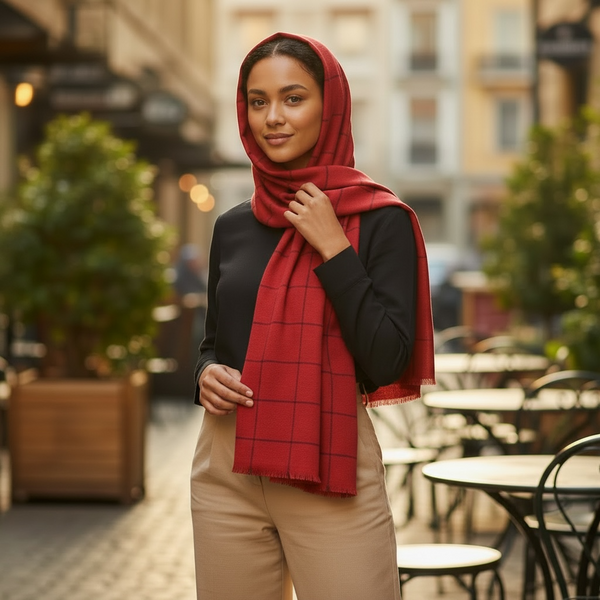 Maryam's Essential Premium Plain Checked Cotton Hijab