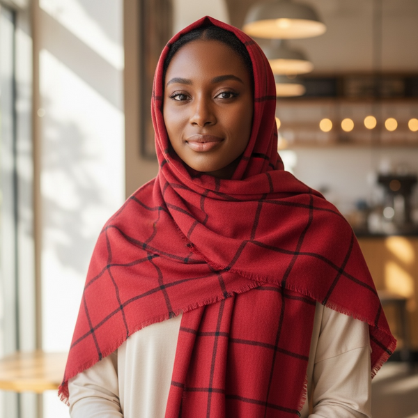 Maryam's Essential Premium Plain Checked Cotton Hijab