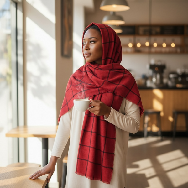 Maryam's Essential Premium Plain Checked Cotton Hijab