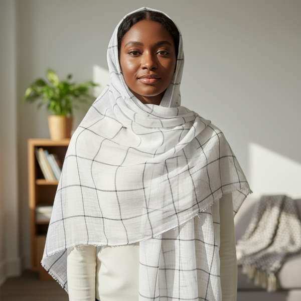 Maryam's Essential Premium Plain Checked Cotton Hijab