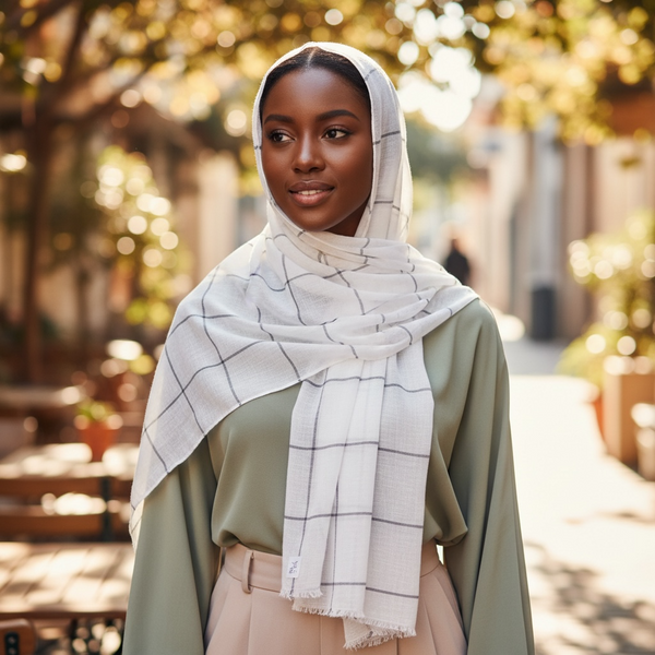 Maryam's Essential Premium Plain Checked Cotton Hijab