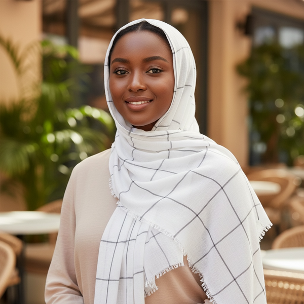 Maryam's Essential Premium Plain Checked Cotton Hijab